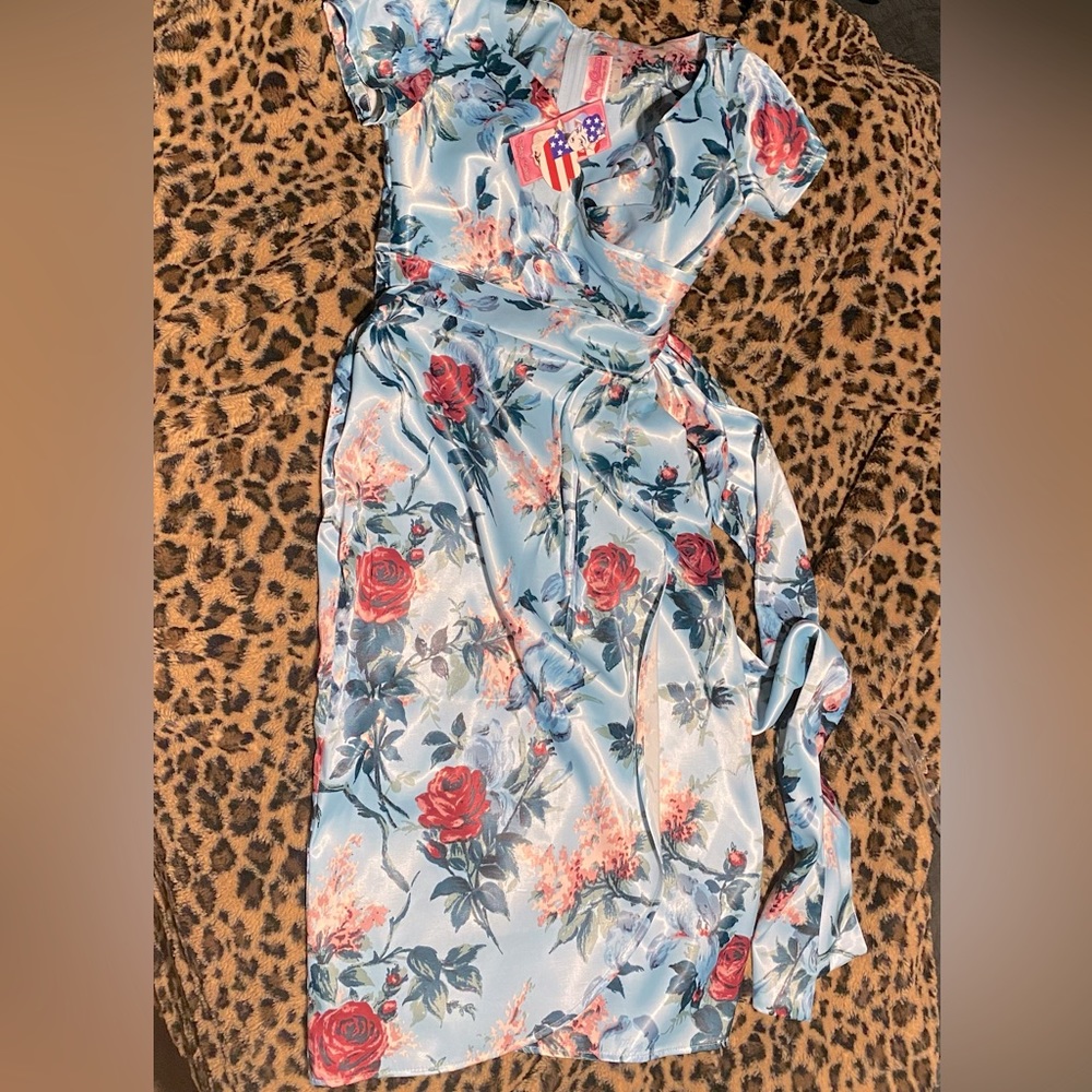 Pinup Couture Ava Dress Blue Floral Antique Rose Small NWT Pinup Girl Clothing